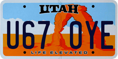 UT license plate U670YE