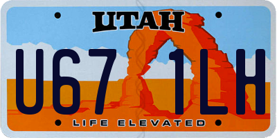 UT license plate U671LH