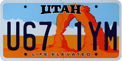 UT license plate U671YM