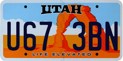 UT license plate U673BN