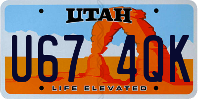 UT license plate U674QK