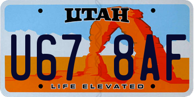 UT license plate U678AF