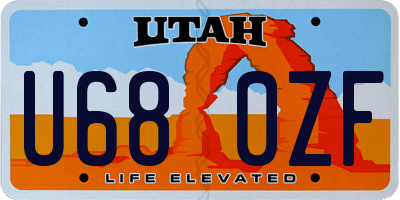UT license plate U680ZF