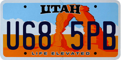UT license plate U685PB