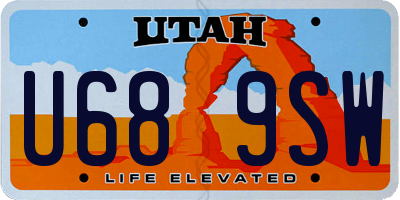UT license plate U689SW