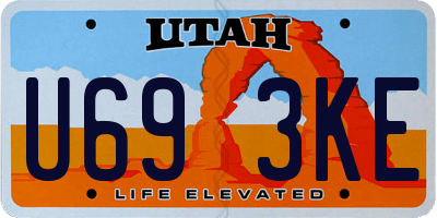 UT license plate U693KE