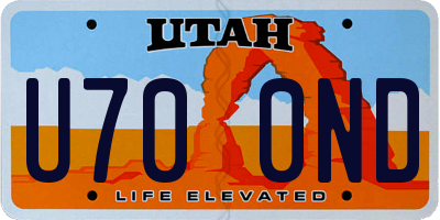 UT license plate U700ND