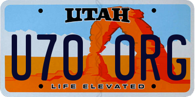 UT license plate U700RG