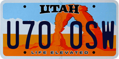 UT license plate U700SW
