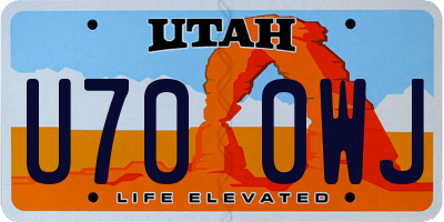 UT license plate U700WJ