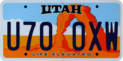 UT license plate U700XW
