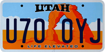 UT license plate U700YJ