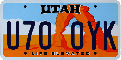 UT license plate U700YK