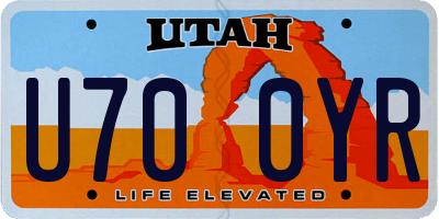UT license plate U700YR