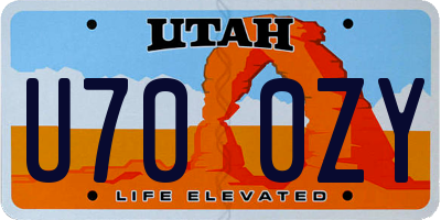 UT license plate U700ZY