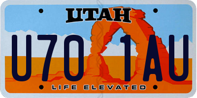 UT license plate U701AU