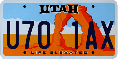 UT license plate U701AX