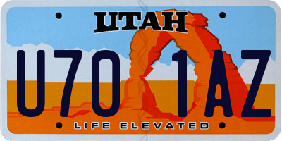 UT license plate U701AZ