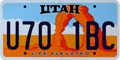 UT license plate U701BC