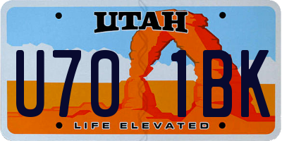 UT license plate U701BK