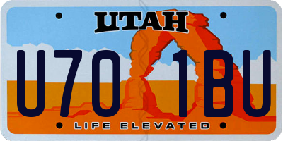 UT license plate U701BU