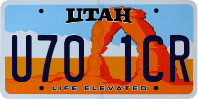 UT license plate U701CR