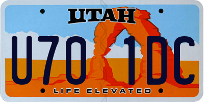 UT license plate U701DC