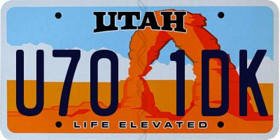 UT license plate U701DK