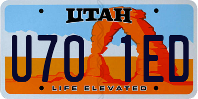 UT license plate U701ED