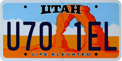 UT license plate U701EL