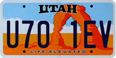 UT license plate U701EV