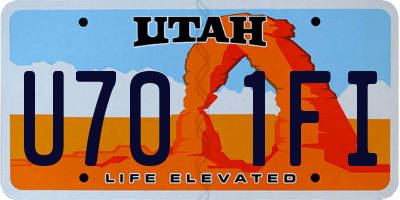 UT license plate U701FI