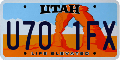 UT license plate U701FX
