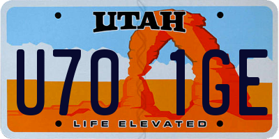 UT license plate U701GE