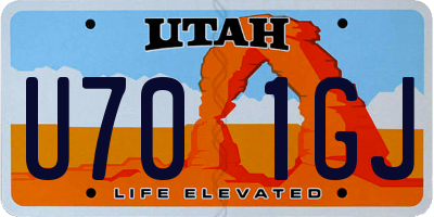 UT license plate U701GJ