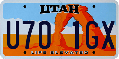 UT license plate U701GX