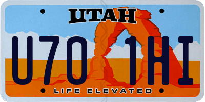 UT license plate U701HI