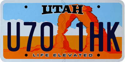 UT license plate U701HK