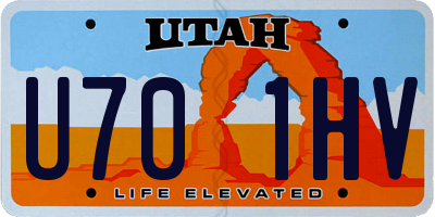 UT license plate U701HV