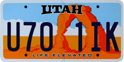 UT license plate U701IK