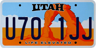 UT license plate U701JJ
