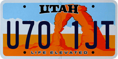 UT license plate U701JT