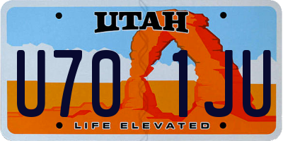 UT license plate U701JU