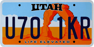 UT license plate U701KR