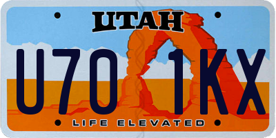 UT license plate U701KX