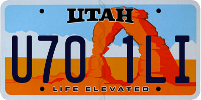 UT license plate U701LI