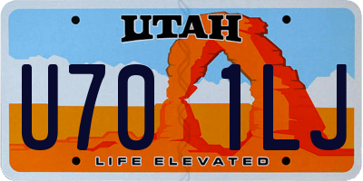 UT license plate U701LJ