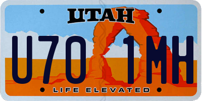 UT license plate U701MH