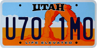UT license plate U701MO