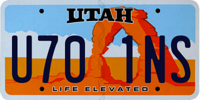 UT license plate U701NS